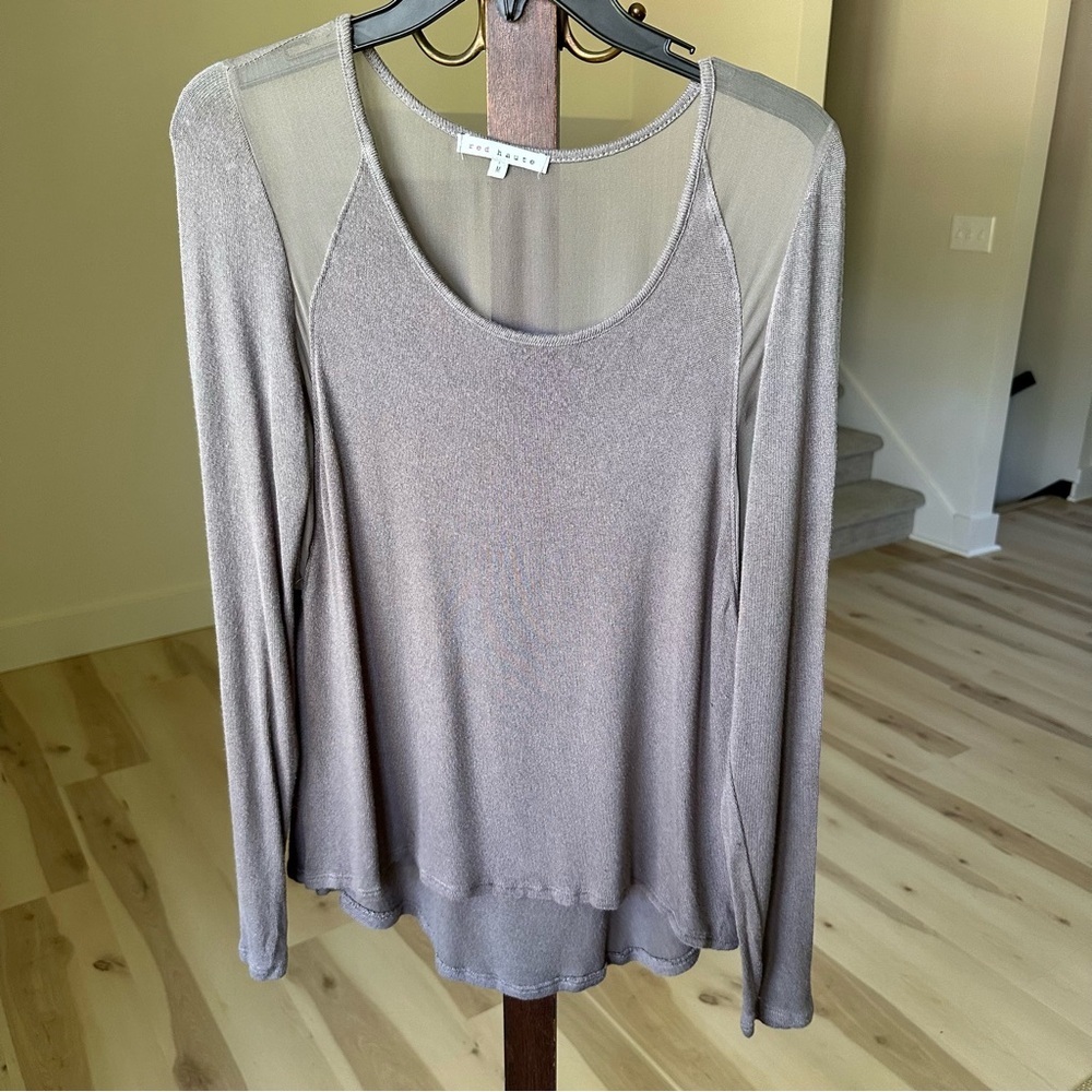 Red Haute Long-Sleeve Top w/ Sheer Cut-Outs